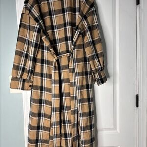 Plaid Women's Shacket - Tan and Black